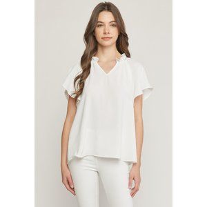 Entro Ruffled Flutter Sleeve Blouse, Off White